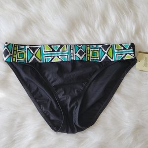2BAMBOO Aztec Tribal Waist Bikini Bottom S NWT Black & Green  UV Protection